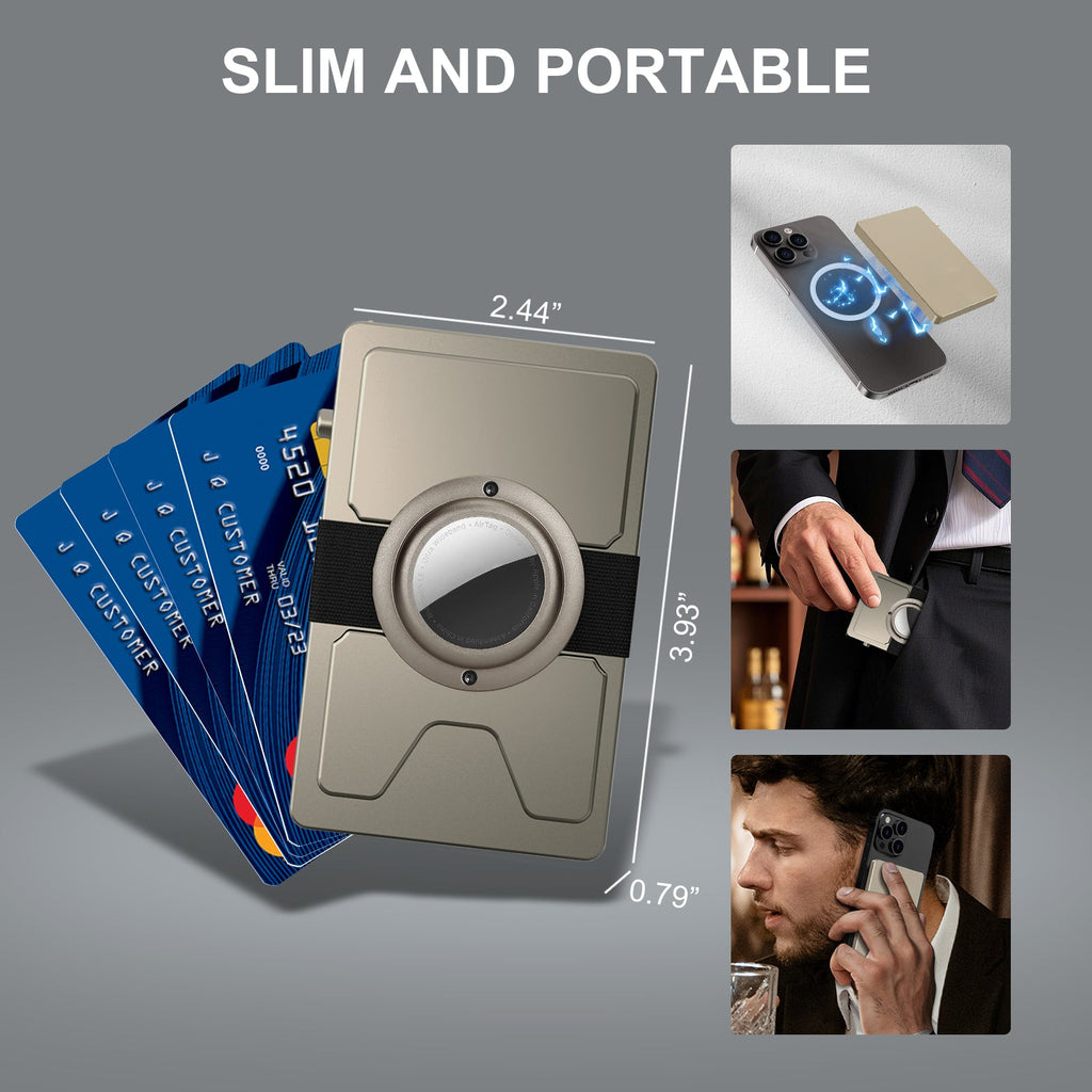 TOYFID Slim Aluminium Pop-Up Card Wallet – RFID Blocking with AirTag Holder