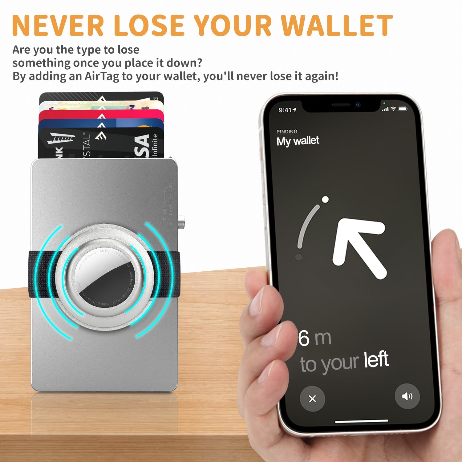 TOYFID Slim Aluminium Pop-Up Card Wallet – RFID Blocking with AirTag Holder