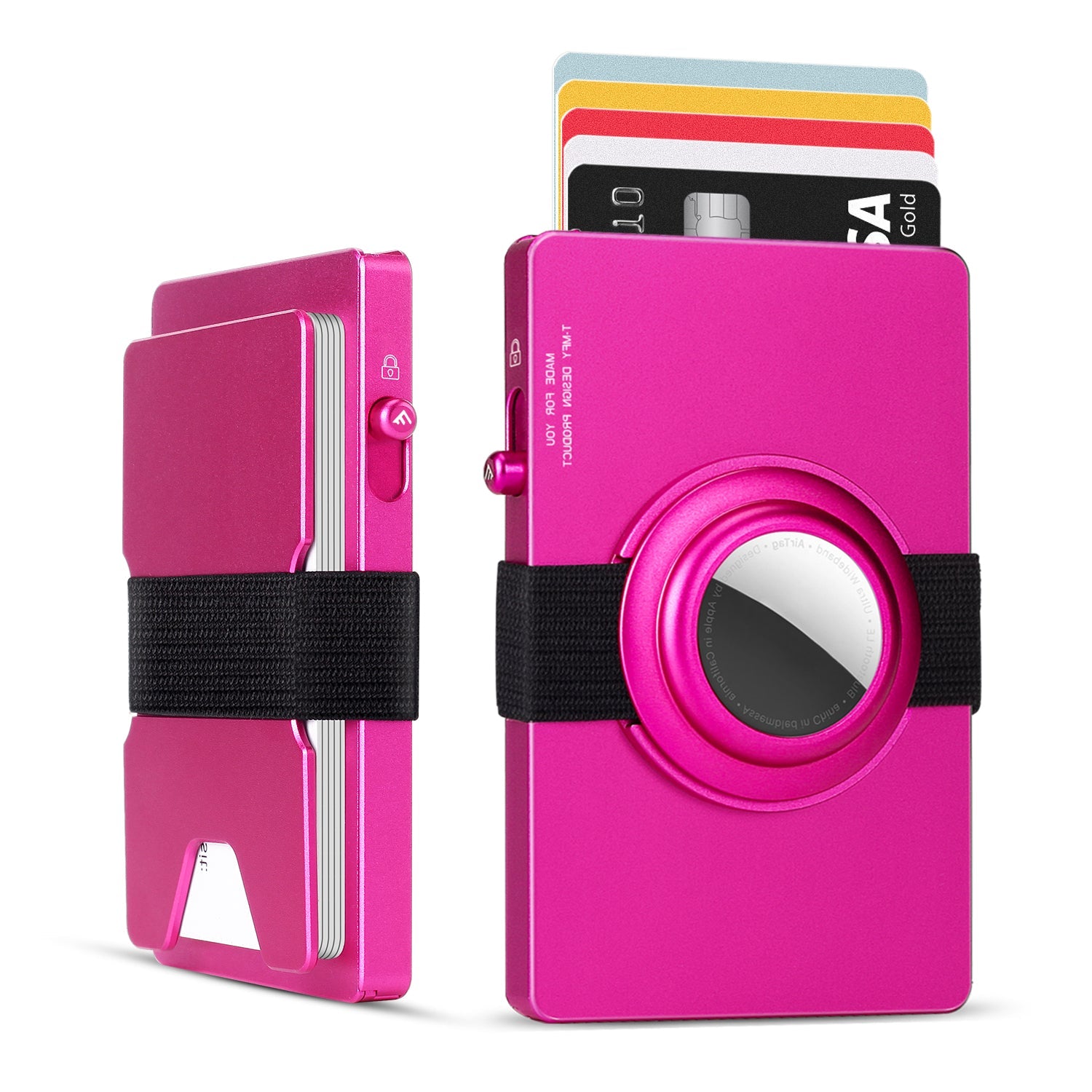 TOYFID Slim Aluminium Pop-Up Card Wallet – RFID Blocking with AirTag Holder