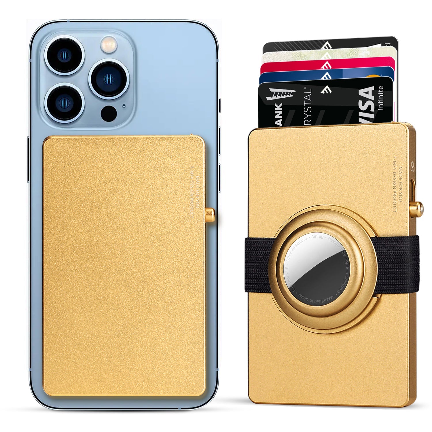 TOYFID Slim Aluminium Pop-Up Card Wallet – RFID Blocking with AirTag Holder