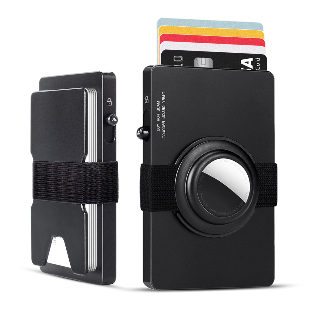 TOYFID Slim Aluminium Pop-Up Card Wallet – RFID Blocking with AirTag Holder