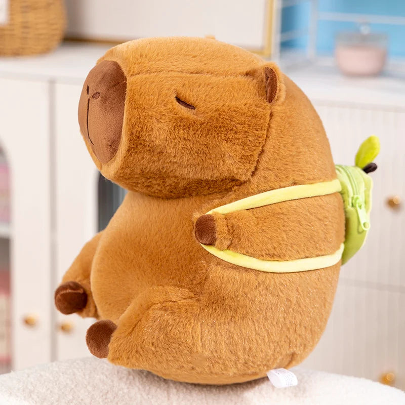 Capybara with Avocado Backpack Plush – Quirky Soft Stuffed Animal Gift
