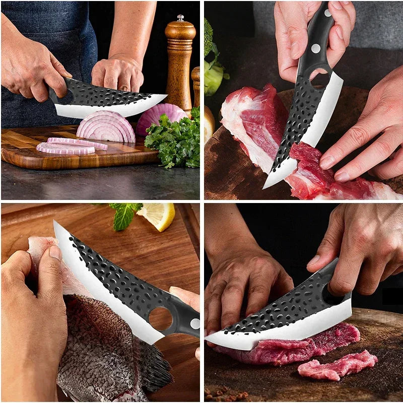NNEOBA Handmade Forged Kitchen Knife Black