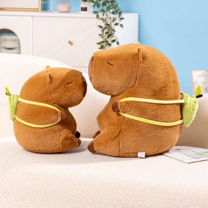 Capybara with Avocado Backpack Plush – Quirky Soft Stuffed Animal Gift