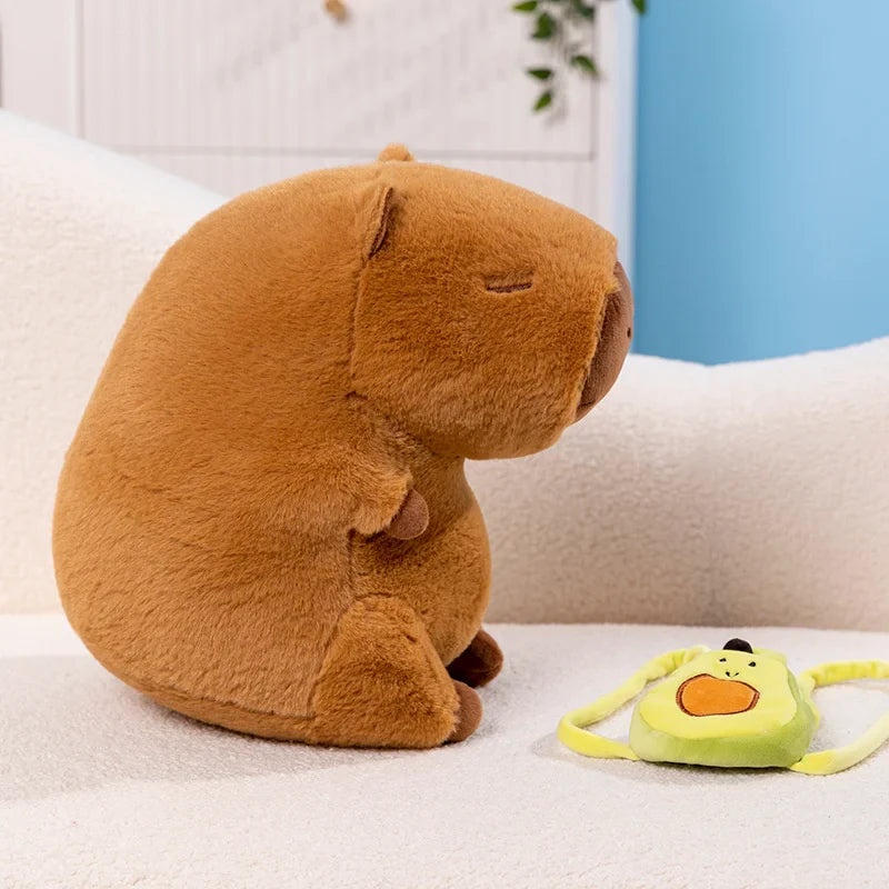 Capybara with Avocado Backpack Plush – Quirky Soft Stuffed Animal Gift