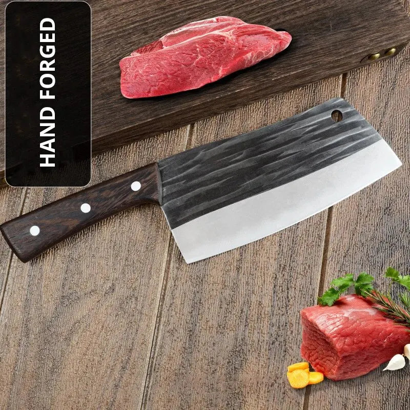 NNEOBA Handmade Forged Kitchen Knife Brown