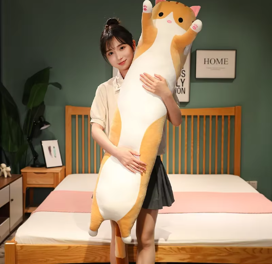 Cute Cat Plush Toy – 75cm Soft Sleeping Cat Doll for Kids & Adults