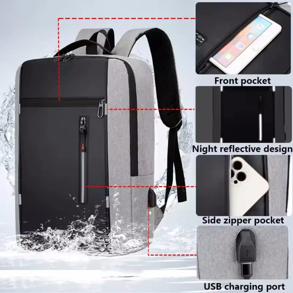 NNEOBA Waterproof Oxford Laptop Backpack Gray-2