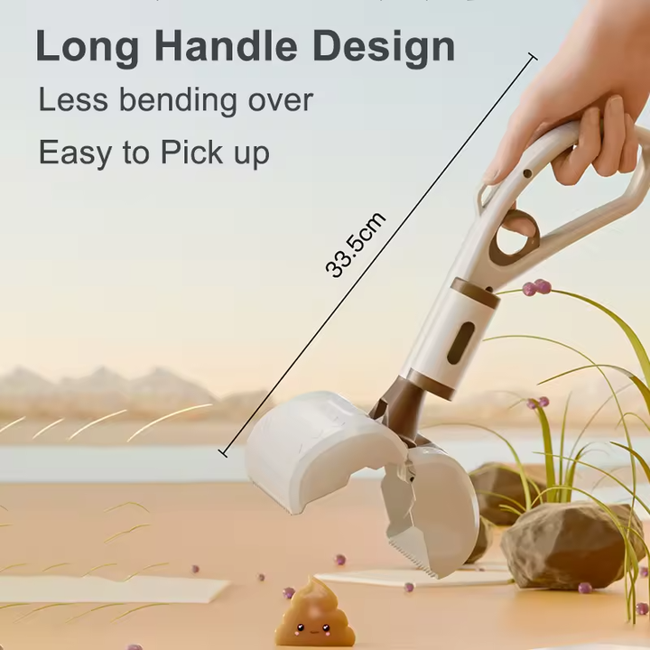 NNEDSZ White Portable Dog Poop Scooper with Large 9.5cm Opening, Ergonomic Handle, Lightweight 320g Pet Waste Picker for Outdoor Walks