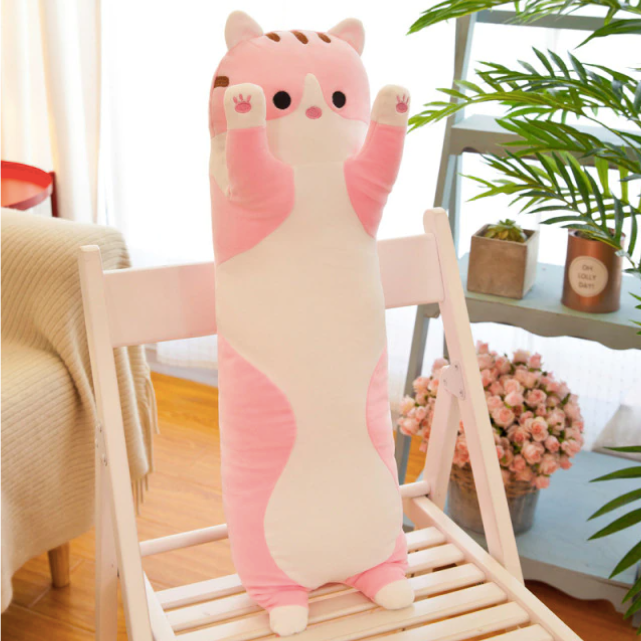 Cat Long Sleeping Pillow Plush – Soft Hugging Pillow in Multiple Sizes