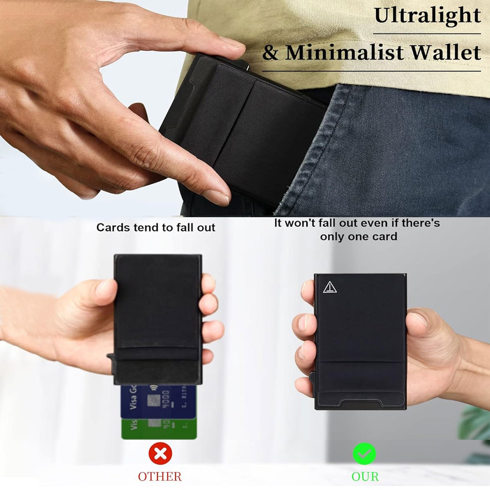 Slim RFID Blocking Pop-Up Wallet – Metal Card Holder for Men & Women