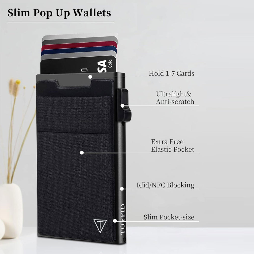 Slim RFID Blocking Pop-Up Wallet – Metal Card Holder for Men & Women