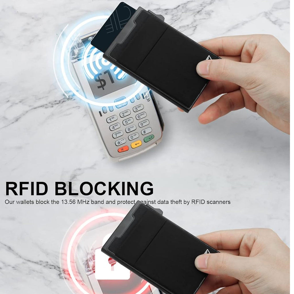 Slim RFID Blocking Pop-Up Wallet – Metal Card Holder for Men & Women